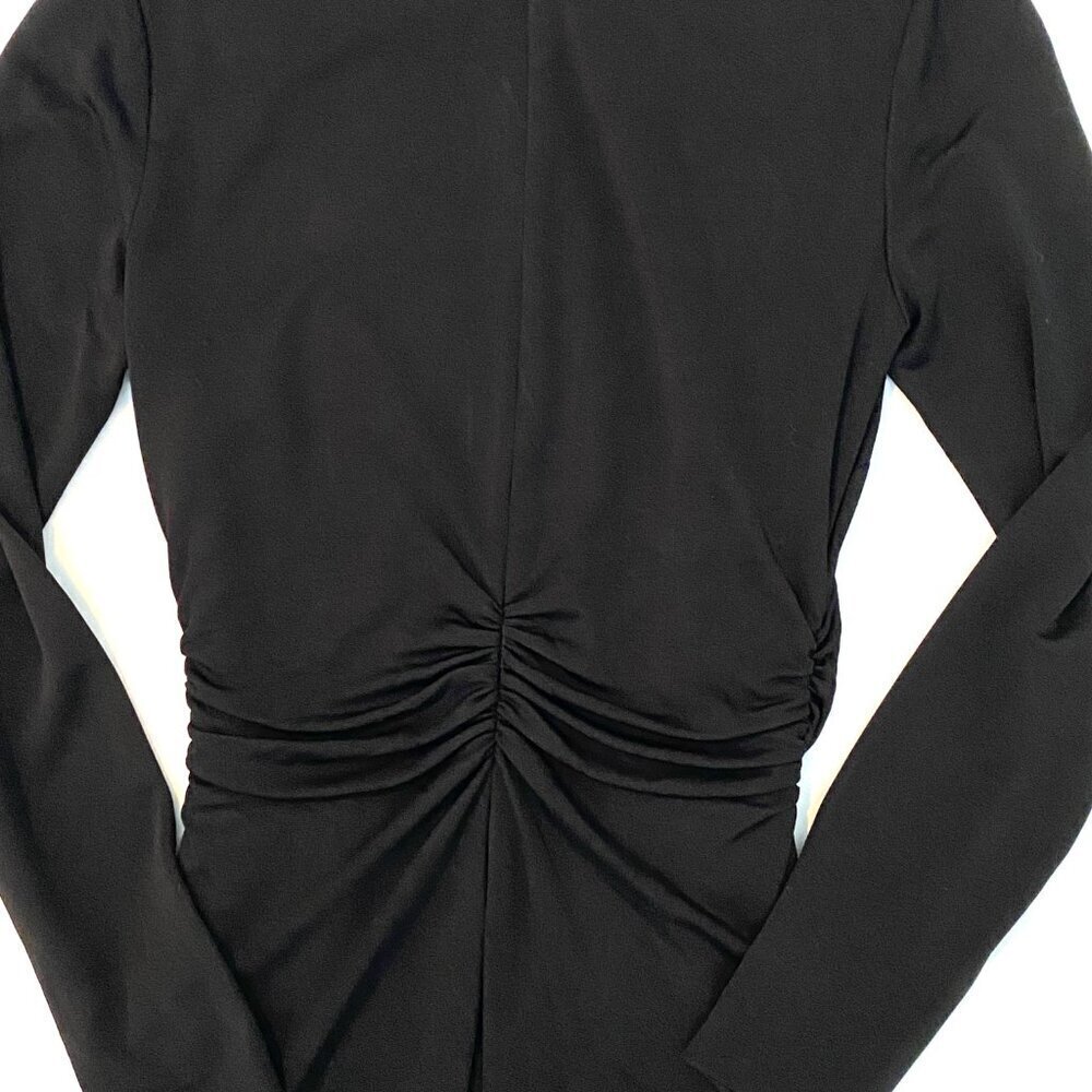 David Meister black dress Womens 4 ruching LBD classic quiet luxury stretch - Picture 8 of 9